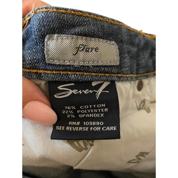 Seven7 Jeans Women's Size 32 Studio Flare Leg Mid Rise Stretch Blue Denim - Picture 9 of 10